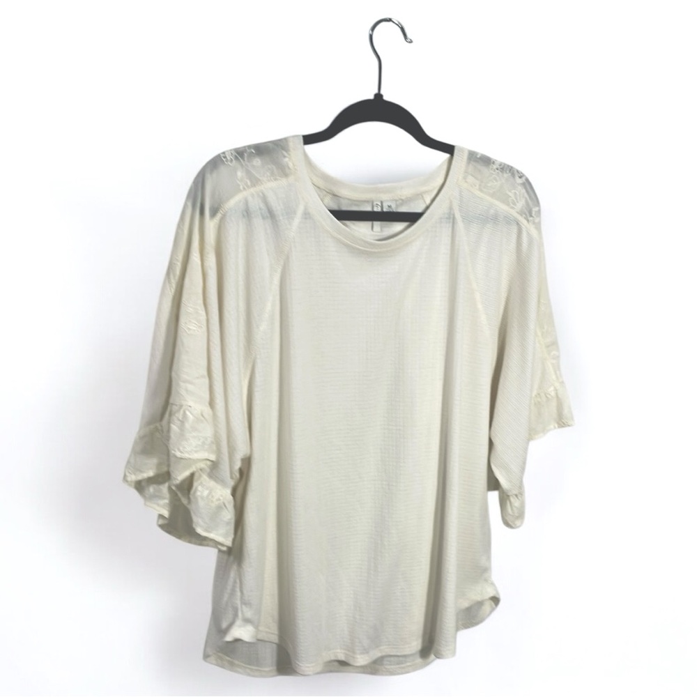 Cream Ruffle Sleeve Top- C est. 1946